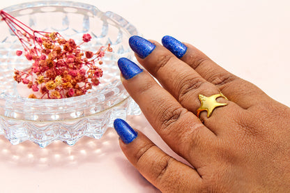 Anti-Tarnish Gold Plated Adjustable Starfish Ring