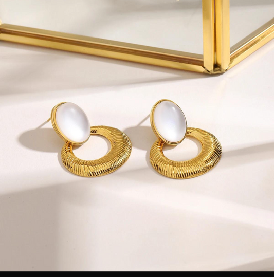 Anti-Tarnish Gold Plated Moon Danglers Large