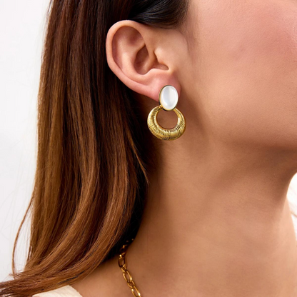 Anti-Tarnish Gold Plated Moon Danglers Large