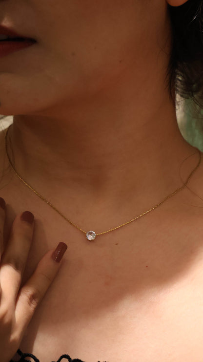 Minimalist Gold Chain with Clear Stone Pendant