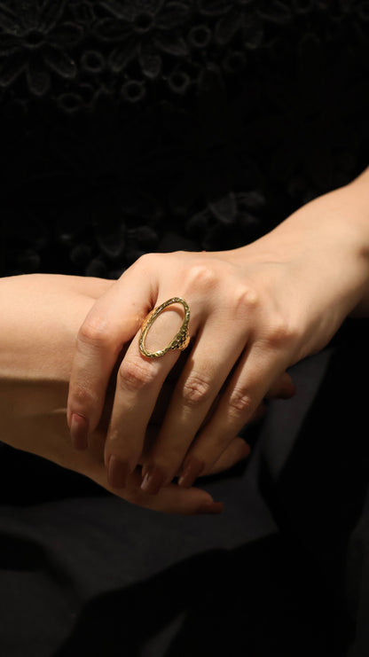 Modern Open Oval Gold-Tone Ring