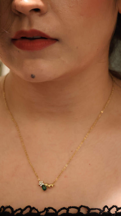Starlit Emerald Charm Necklace