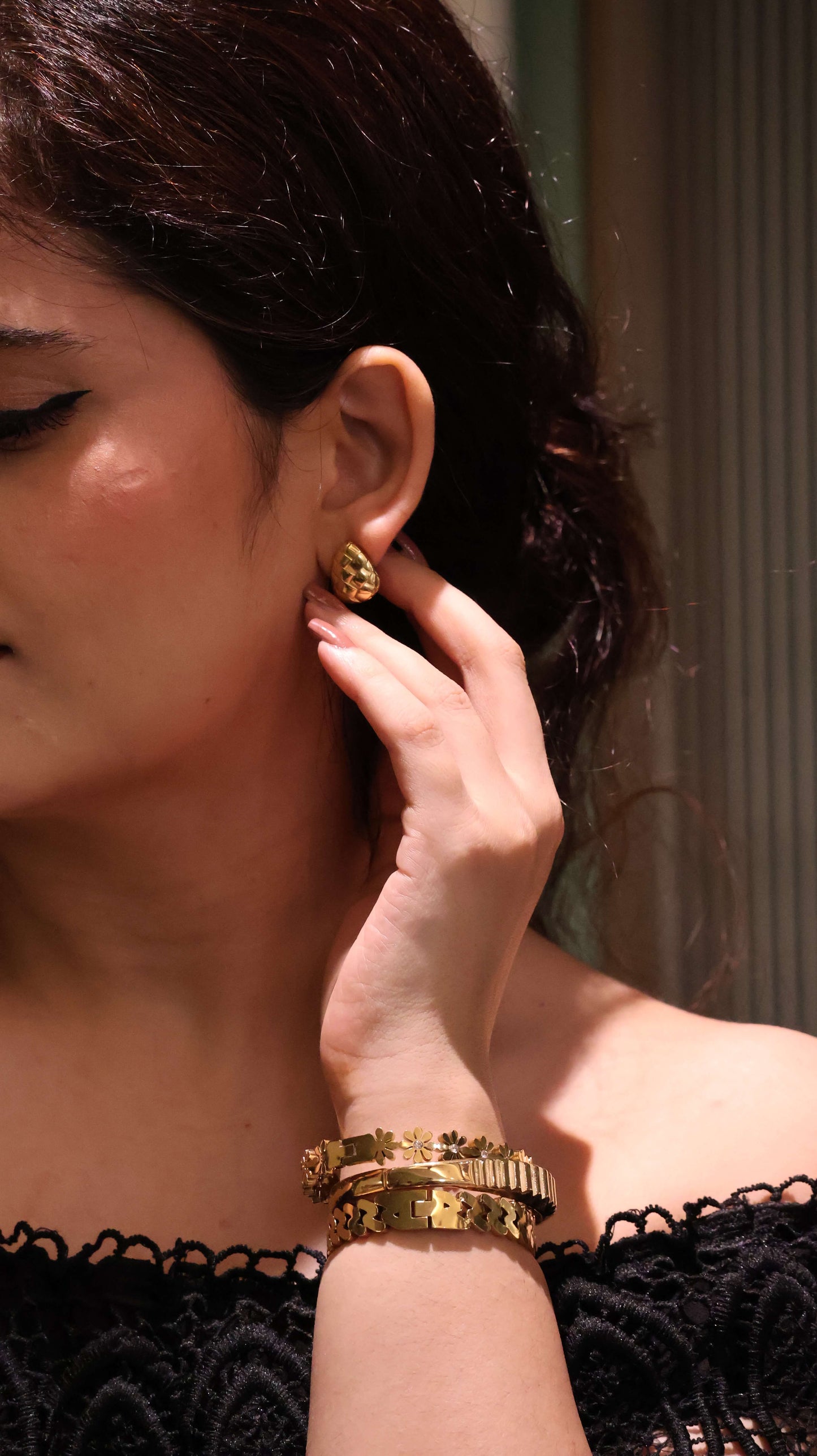 Textured Drop Dome Earrings