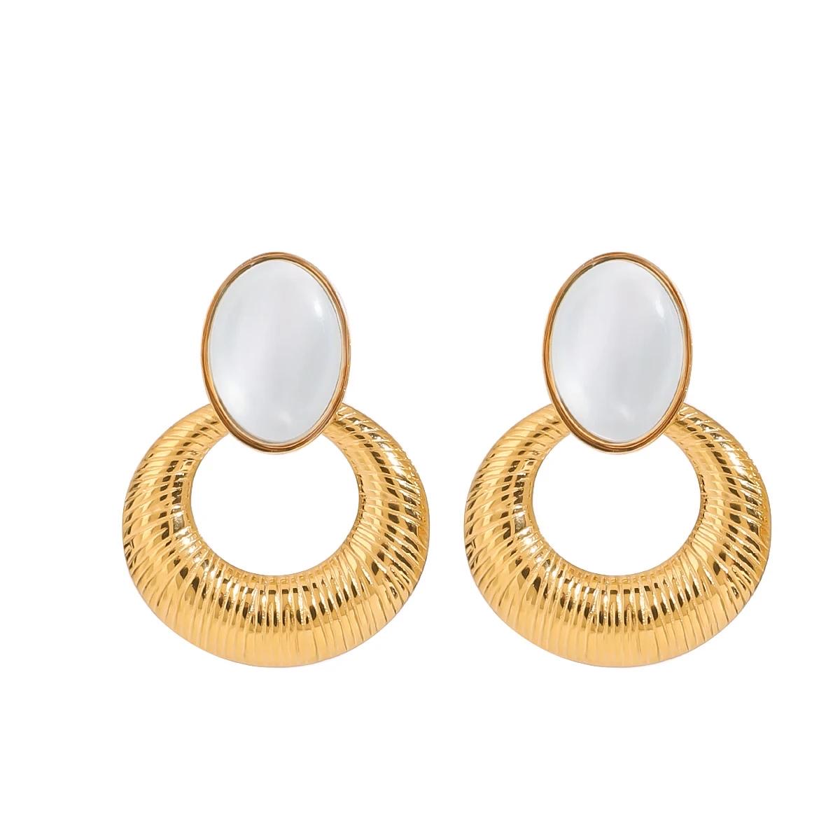 Anti-Tarnish Gold Plated Moon Danglers Large