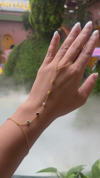 Anti Tarnish Gold Plated Multicolour Minimal Hathful Bracelet